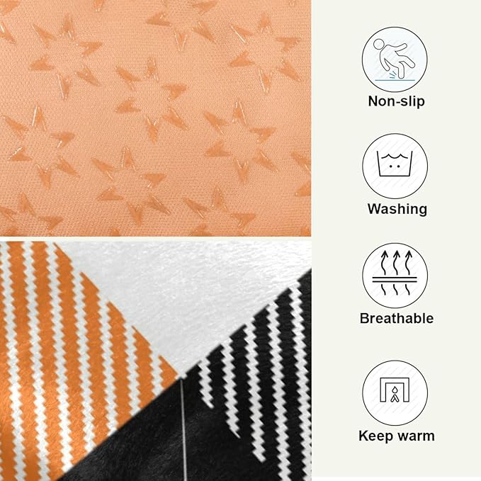 Pet Bed Halloween Bats Cat Plaid Stripe Dog Bed Mat Absorbing Non Slip Pad Pet Sleeping Mat for Small, Medium, and Large Dogs Puppy Cat 36 in x 24 in