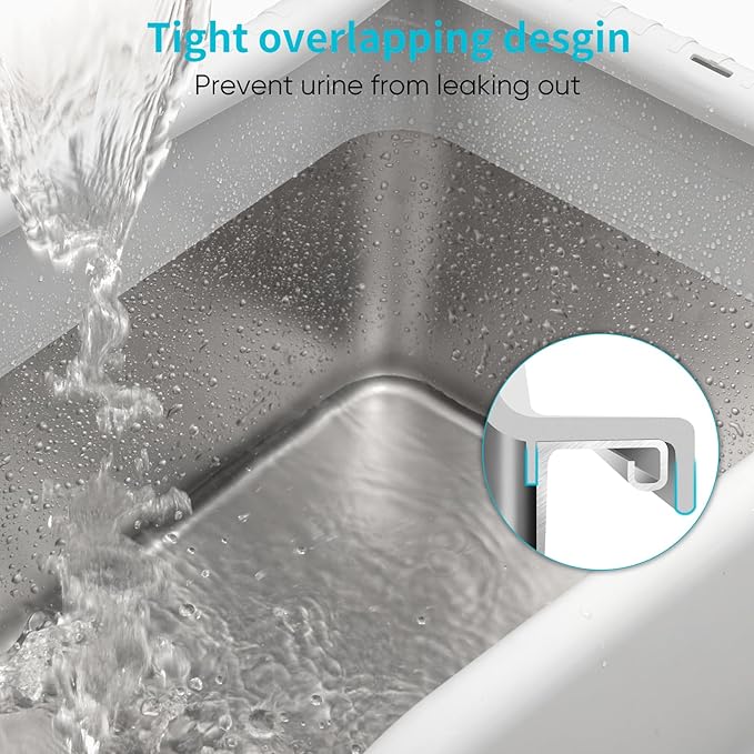 2PACK Stainless Steel Litter Boxes with Lid High Sides for Big Cats, 23.5"L x 15.5"W x11.8"H, Fashion Extra Large Metal Kitty Litter Boxs with Two Scoops, Leak-Proof,Odorless,Non-Stick,Easy Cleaning