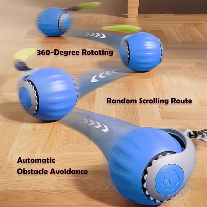 Interactive Cat Toy Ball | Automatic Moving, Mouse Tail Design and Mouse-Shaped Pendant | Rechargeable 3-Mode Rolling Toy for Indoor Kittens & Adult Cats