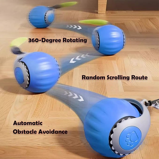 Interactive Cat Toy Ball | Automatic Moving, Mouse Tail Design and Mouse-Shaped Pendant | Rechargeable 3-Mode Rolling Toy for Indoor Kittens & Adult Cats
