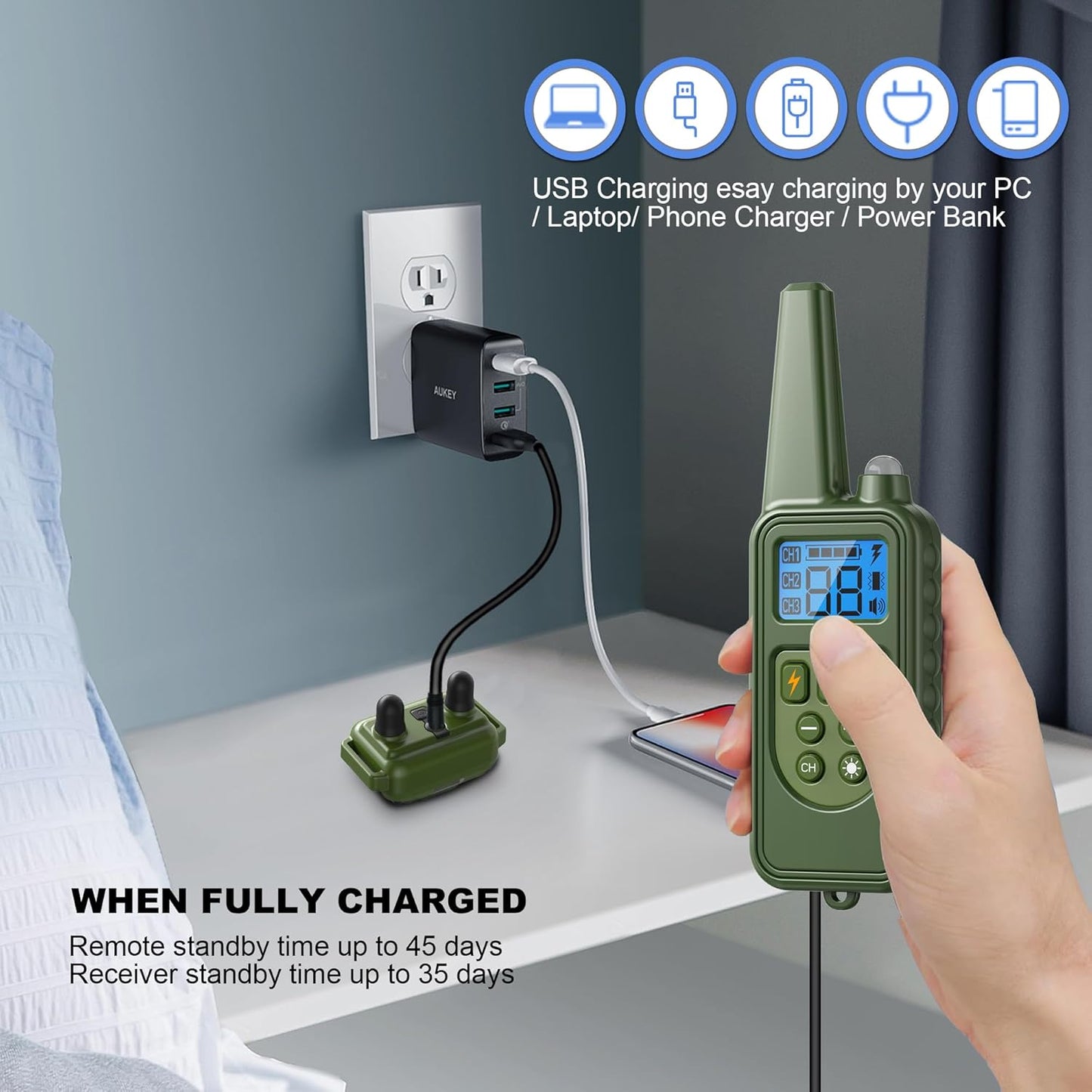 Dog Shock Collar - 2600FT Dog Training Collar with Remote, Rechargeable with 4 Training Modes, IPX7 Waterproof Electronic Dog Collar for All Breeds, Size