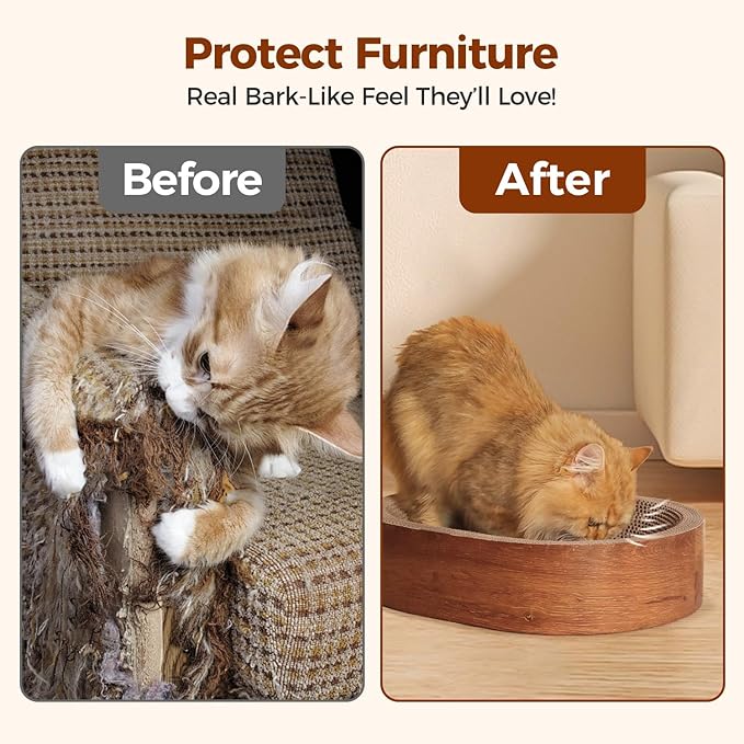ComSaf Cat Scratcher Bed, Durable Cat Scratching Board, Oval Cat Scratch Pad, Corrugated Cardboard Cat Scratcher Bed for Indoor Cats to Lounge, Protecting Furniture, Bowl Shape