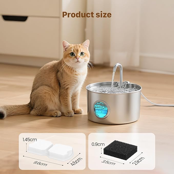 Cat Water Fountain Filter Replacement: 12 Cat Fountain Filter - 12 Pet Fountain Filter - 6 Carbon Filters & 6 Foam Filters - Suitable for GIOTOHUN Stainless Steel Cat Fountain S11