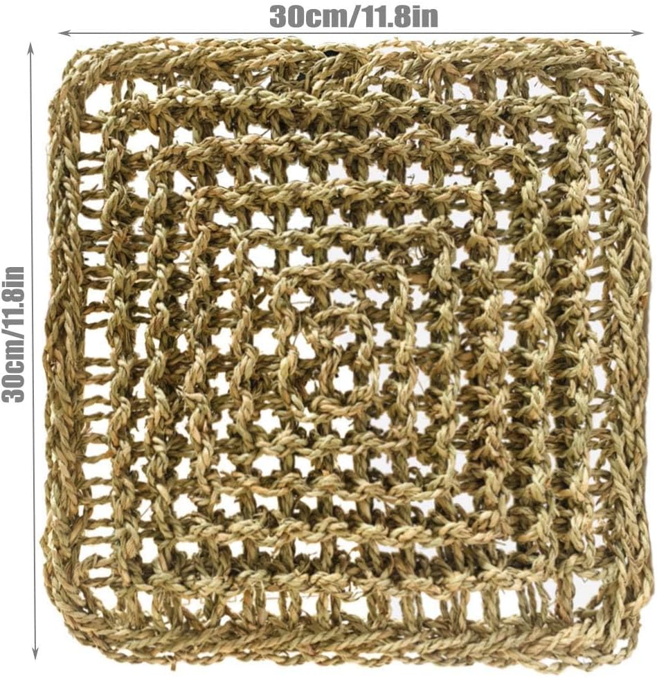 Hamiledyi Rabbit Seagrass Activity Mat Bunny Mat Rabbit Enrichment Toys Rabbit Chew Toys for Teeth Seagrass Protector Mat Small Animal Toys for Rabbit Bunny Chinchilla Guinea Pigs Rodent Pets