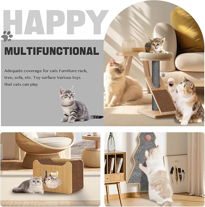 Cat Scratch Couch Furniture Protector, Adhesive Cat Scratch Pad Deterrent for Furniture, DIY Climbing Cat Scratcher Couch Protector from Cat Claws Scratching Mat for Indoor Sofa (Brown,118x15.8In)