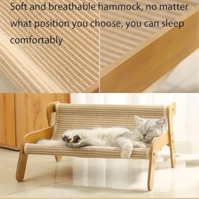 Mellowkin Cat Scratcher Couch, Stylish 2-in-1 Wavy Sisal Lounge Chair and Rocker, Durable Scratching Furniture for Indoor Cats (Cool mat Style)