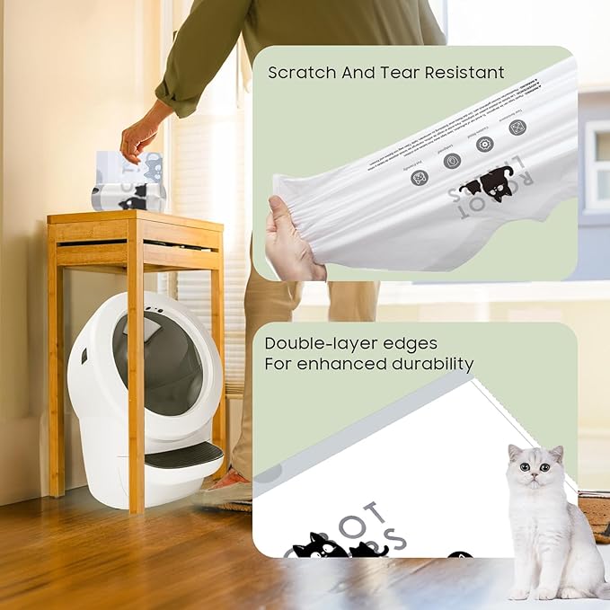 Cat Litter Box Robot 4 and 3 Waste Bags, 180 Pack Automatic Litter Box Bags, Thick Heavy Duty Cat Litter Box Liner Bags 25.2 X 15.7 IN