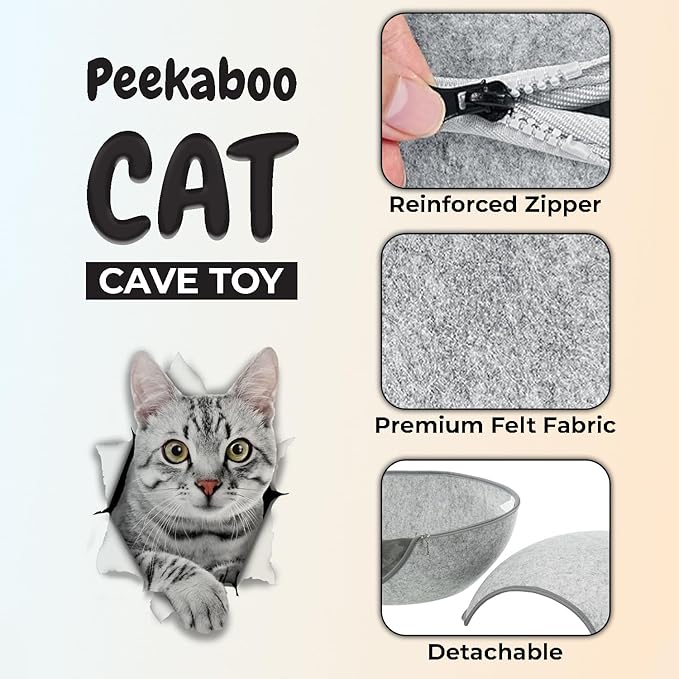 Calming Cat Bed Anti-Anxiety Soft Pet Bed for Cats & Small Dogs, Machine Washable Cat Bed Cave with Ultra Softness, Non-Slip Bottom Kitten Bed (24.0" L x 24.0" W x 12.0" Th)