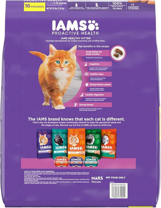 IAMS Proactive Health Healthy Kitten Dry Cat Food with Chicken, 16 lb. Bag