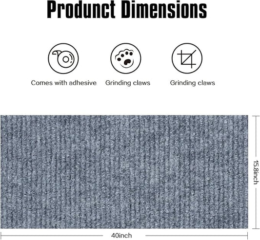Cat Scratching Mat,Cat Scratch Furniture Protector, Trimmable Self-Adhesive Couch Protector,Carpet Replacement for Tree Shelves, Sofa and Scratching Post(40"x15.8",Light Gray)
