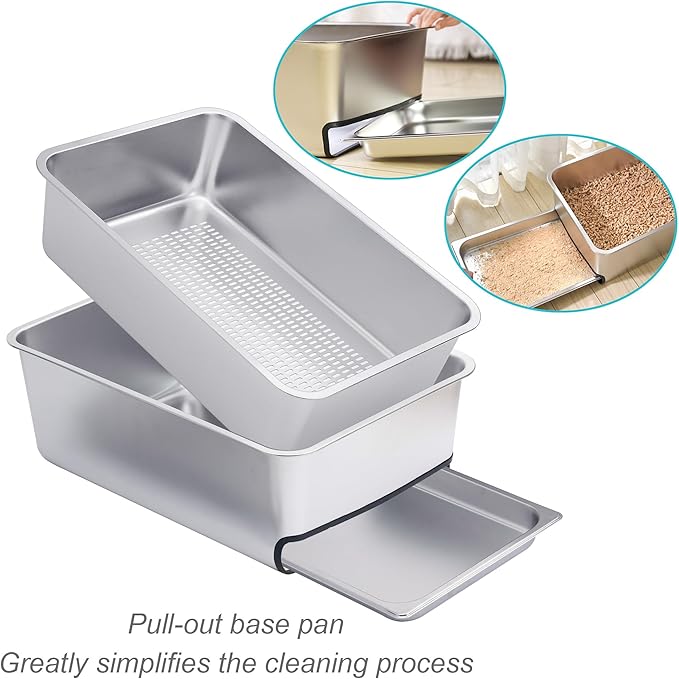 8" Pull-Out Sifting Cat Litter Box for Pine Pellets