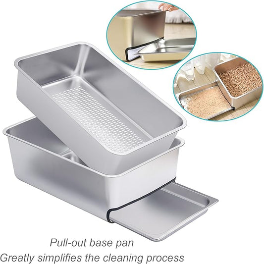 8" Pull-Out Sifting Cat Litter Box for Pine Pellets