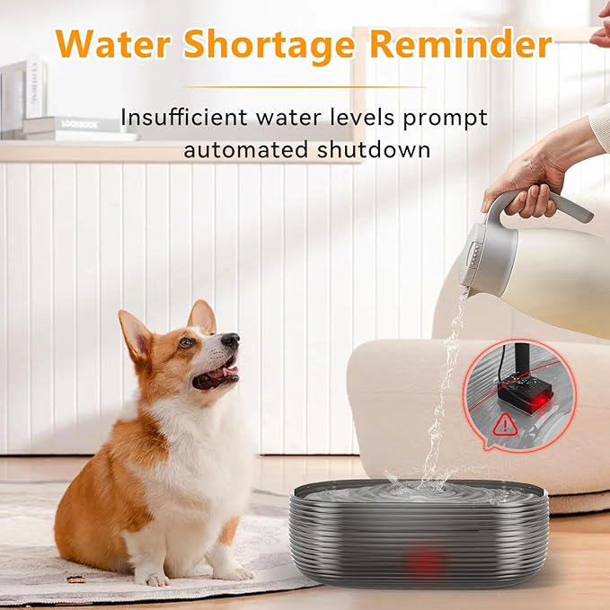 JMICOW 10L/2.6Gal/338oz Dog Water Fountain for Large Dogs, Dog Fountain Water Bowl, Pet Water Fountain with 5 Replacement Filters and 4 Cleaning Brushes (Black)