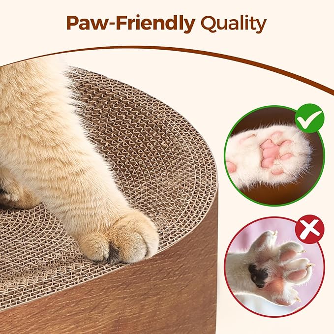 ComSaf Cat Scratcher Bed, Durable Cat Scratching Board, Oval Cat Scratch Pad, Corrugated Cardboard Cat Scratcher Bed for Indoor Cats to Lounge, Protecting Furniture, Bowl Shape