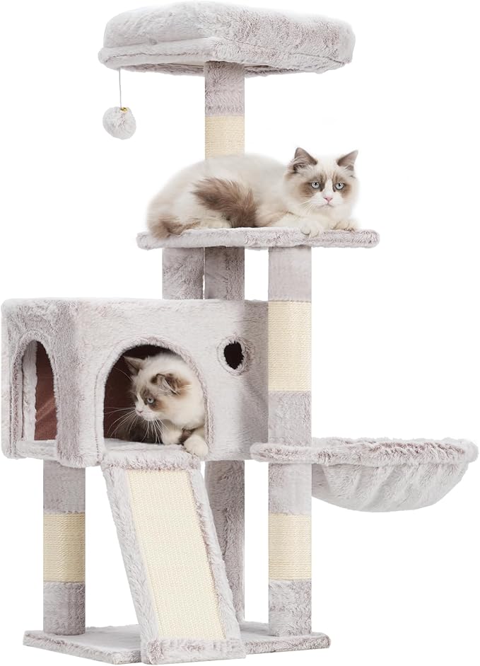 Cat Tree, 41.3" Cat Tower for Indoor Kittens with Scratching Board and Posts, Multi-Level Cozy Cat Condo with 2 Perches, Hammock, Balls, Mushroom GCT005SMU