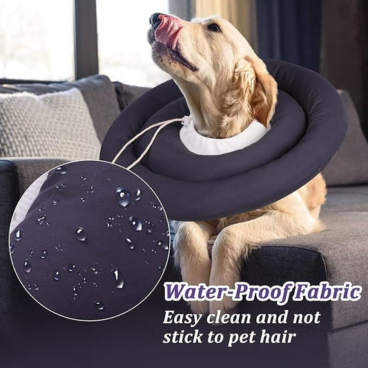 IDOMIK Dog Recovery Collar, Waterproof Soft Dog Cone After Surgery, Comfy Protective Elizabethan Collar Alternative for Dogs Cats, Adjustable Pet Neck Donut Cone Anti-Licking Biting Wounds,Grey,2XL