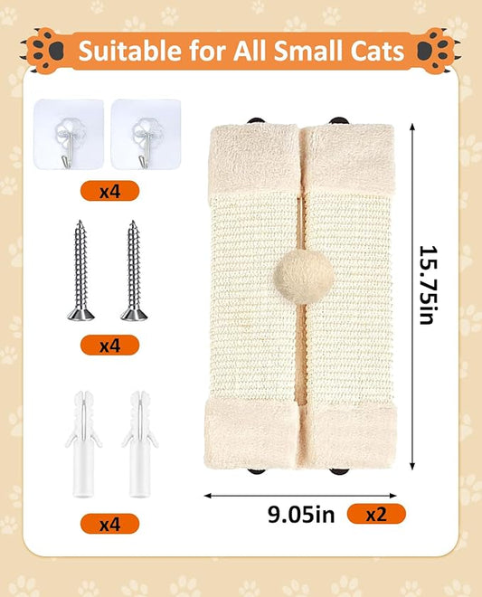 BNOSDM 3 Pack Corner Wall Cat Scratcher Corners Pet Scratch Pad for Cats Vertical Scratching Board Sisal Protector Furniture Pet Wear Resistant Mat for Door Sofa (Beige)