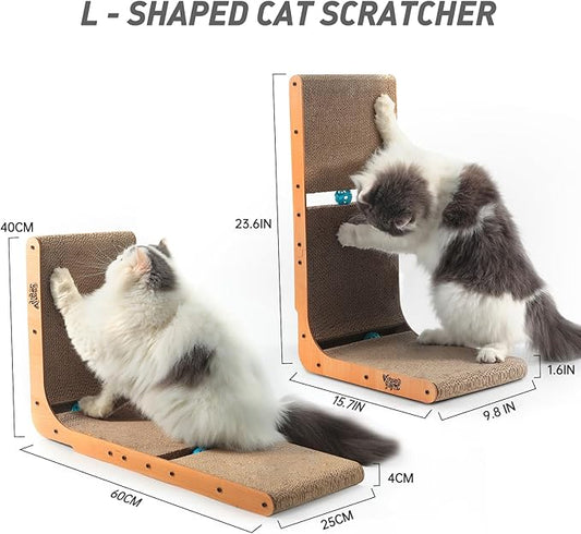 Cat Scratcher, Vertical Cat Scratching Board, 23.6 Inch L Shape Cat Scratch Pads Wall Mount Cat Scratchers for Indoor Cats