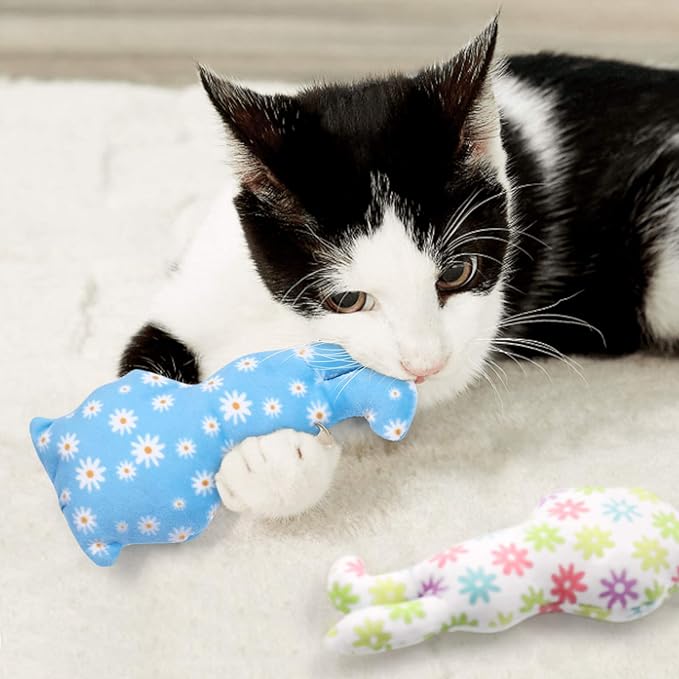 Easter Spring Cat Catnip Kitten Chew Bite Toys Interactive Pillows Teeth Plush Plaything for Cat Gift Cat Lover Funny Pets Supplies Set of 6
