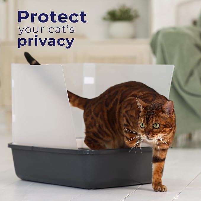 Cat Litter Box Pee Shields (4 Pcs) | Litter Box Cover 15 * 11.5in | Cat Pee Shields & Privacy Screen - Splash Guard for Open Top Litter Pan - Box Not Included