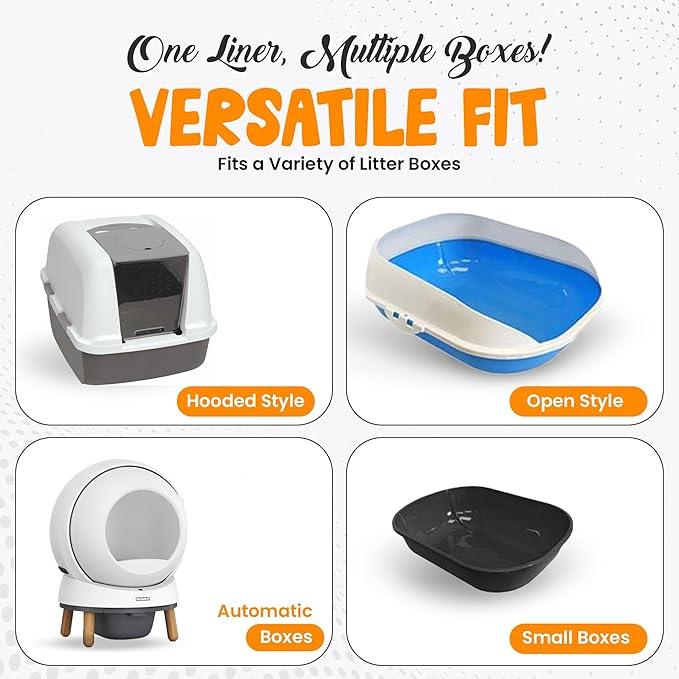 60 Count Cat Litter Box Liners – Extra Thick 2.4 Mil Drawstring Cat Litter Bags, Heavy-Duty & Waterproof, Tear-Resistant Kitty Litter Pan Liners for Hassle-Free Cleanup (30" x 15")