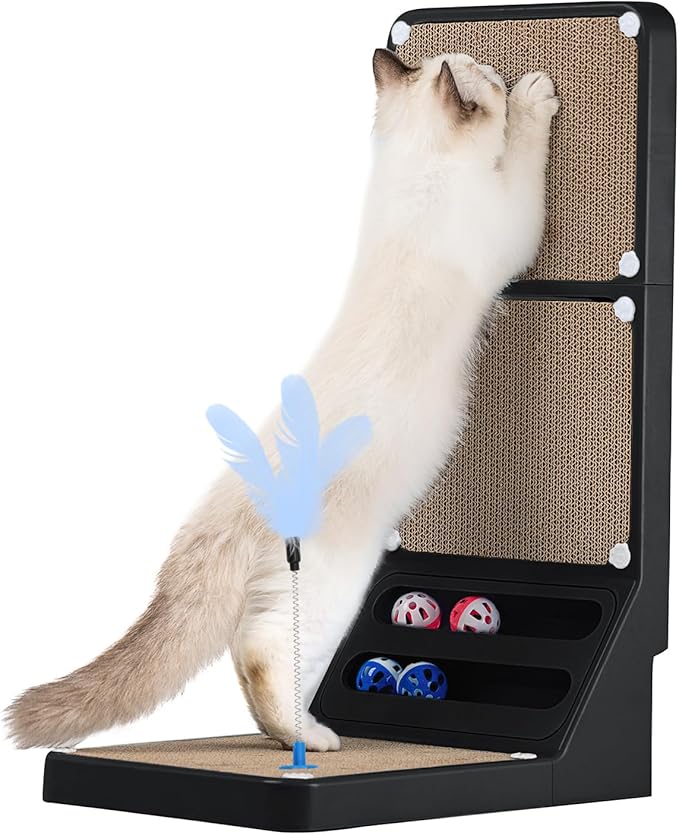 Cat Scratching Board Kitten Scratching Ball Wall Scratchers for Indoor Cats L Shaped Cat Scratcher Cats with Scratcher Pads Black