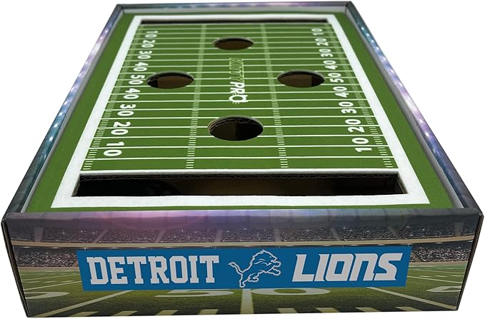 NFL Detroit Lions Football Stadium Cat Scratcher - Game Day Cat Toy with Jingle Bell Balls - NFL Football Field Felt Scratcher & Lounge