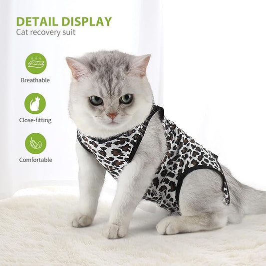 2 Packs Cat Surgery Recovery Suit Surgical Clothes Abdominal Wounds Anti-Licking Cat Bodysuit Onesie Substitute E-Collar& Cone