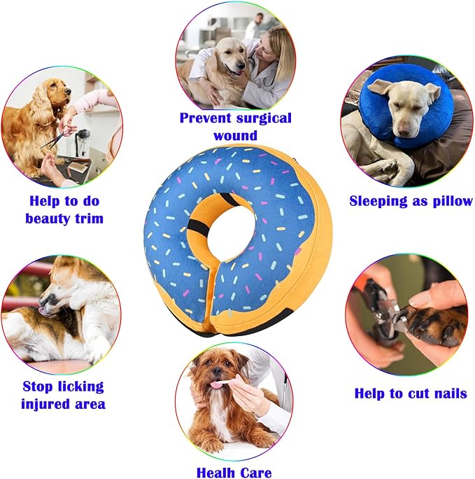 Katoggy Inflatable Dog Cone Collar for Dogs After Surgery, Soft Adjustable Blow up Donut E-Collar for Small Medium Large Dogs and Cats