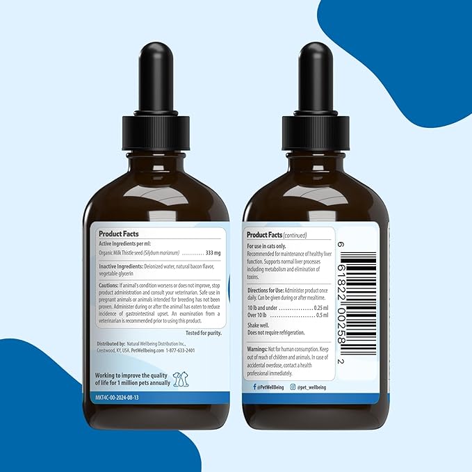 Milk Thistle for Cats - Organic Milk Thistle, Supports Healthy Liver Function & Detoxification - Vet-Formulated Herbal Supplement - 4 oz (118 ml)