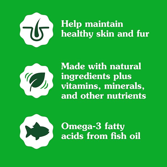 Greenies Feline Smartbites Skin & Fur Health Crunchy and Soft Cat Treats, Chicken Flavor, 16 oz. Tub