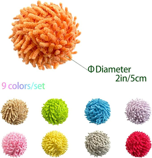 9Pcs Fuzzy Cat Ball Toys - Safe Pom Pom Balls for Indoor Cats, Kitten Chasing Toys with Bell (Multicolor)