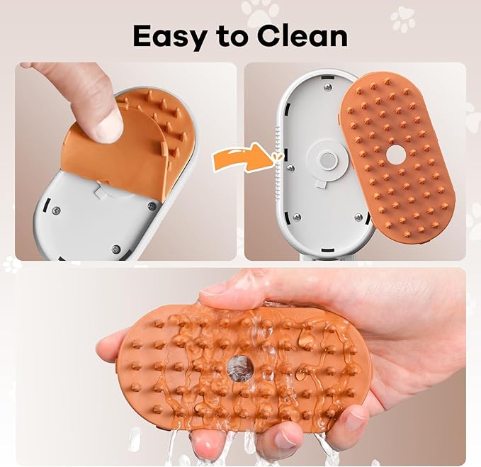 Cat Steam Brush for Shedding, 4 in 1 Rechargeable Steam Brush for Cats and Dogs, Anti-Static, Massage