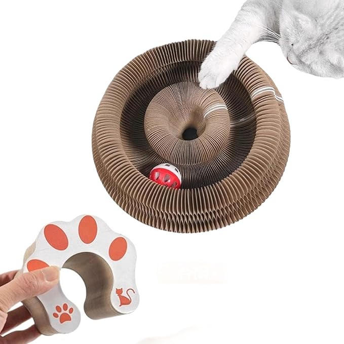 Claw Coil for Cats, Claw Coil, Cat Scratching Board with Bell, Magnetic Suction Interactive Indoor Playboard, Corrugated Paper, Does Not Take Up Space (A)