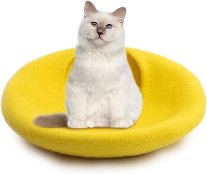 Woolygon Premium Wool Cat Cave Bed - Felt Cat Cave Handmade from 100% Merino Wool, Pet Friendly Felt Cat Bed for Indoor Cats and Kittens