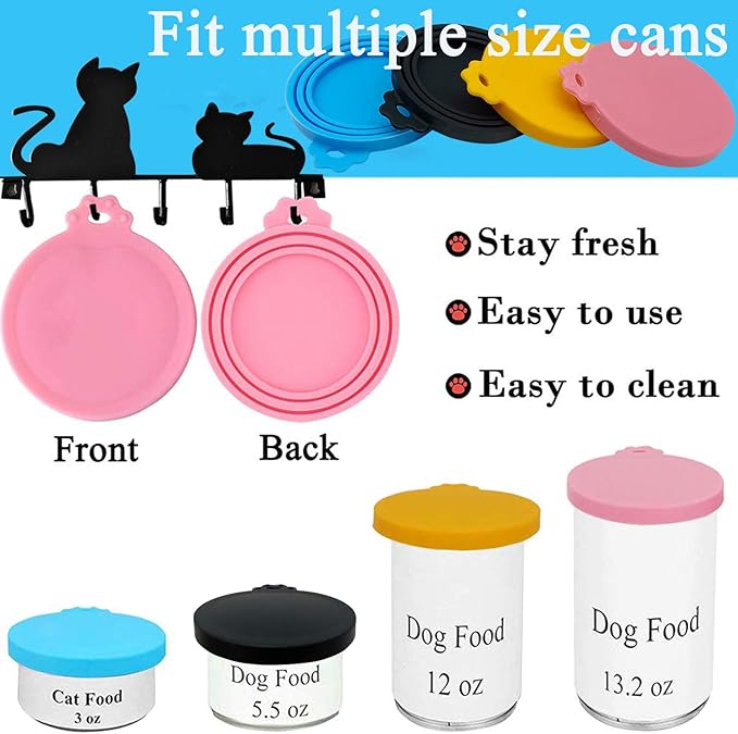 Food Can Covers/4 Pack/Universal BPA Free Silicone Dog Cat Food Can Lids for Dog and Cat Food/Fits All Standard Size Dog and Cat Can Tops for Pet Food Storage(Mix Color1)