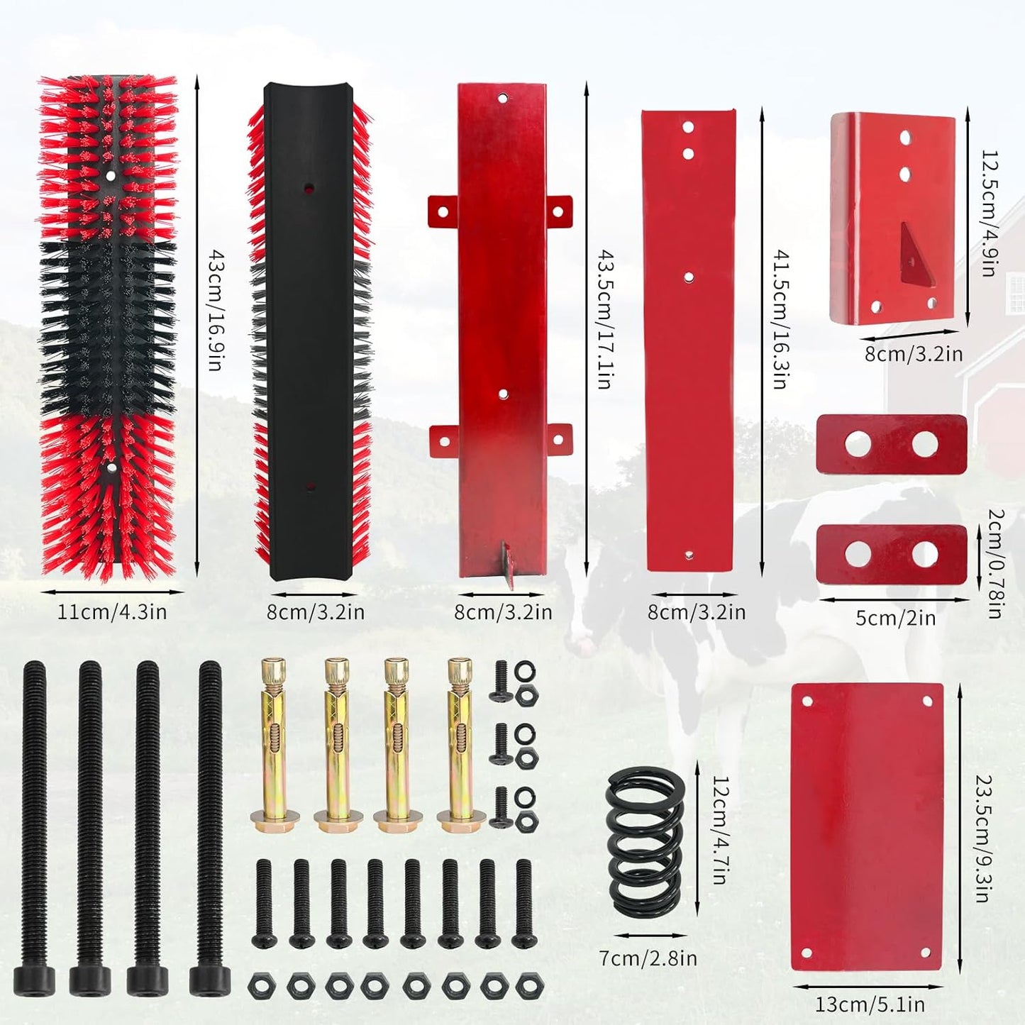 Livestock Scratch Brush With Spring Iron Holder，Animal Back Scratching Brush For Cow,Cattle,Sheep, Horses,Pigs，Massage Grooming Tool