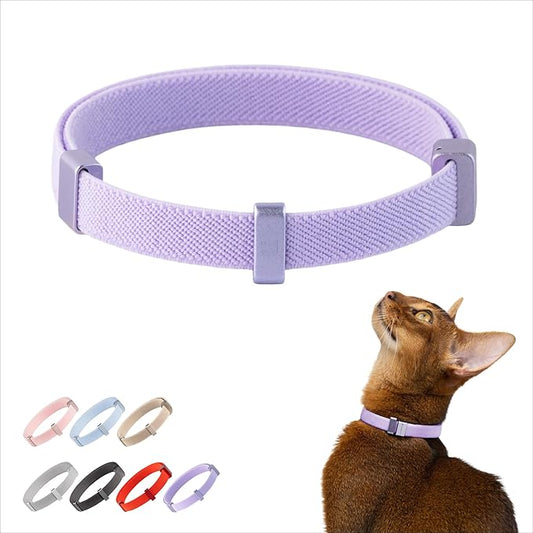 Safety Cat Collar Pro, Lightweight Elastic Release Non Breakaway Cat Collar Adjustable with Snap Fastener for Kitten All Small Large Cats, US IDA Gold Award (Monet Purple, S 5.9-11.8")
