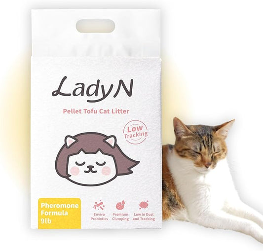 Lady N Cat Attract Tofu Litter | Natural Plant-Based Attractant | Helps Cats Use Litter Box | Great for Training Kittens & Multi-Cat Homes | Classic Pellet for Standard Litter Boxes 9lb