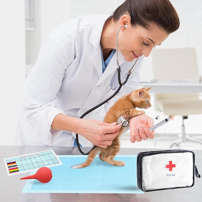 Puppy Kitten Whelping Kit,Birthing Supplies for Newborn Puppies and Kittens for Keeping Kitten Dogs Cats Feeding Sets Supplies Includes Whelping Collars Record