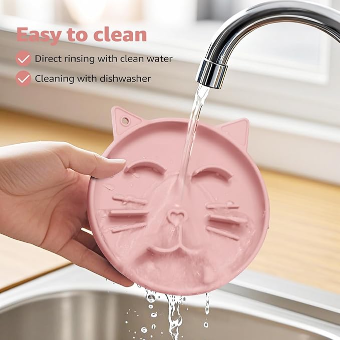 Coomazy Silicone Slow Feeder Dog Cat Bowls, Interactive Puzzle Toy for Pets Dry/Wet Food Training, Keeps Dogs Cats Busy, Prevents Puppy Kitty Overeating (Pink, 0.8 Cup)