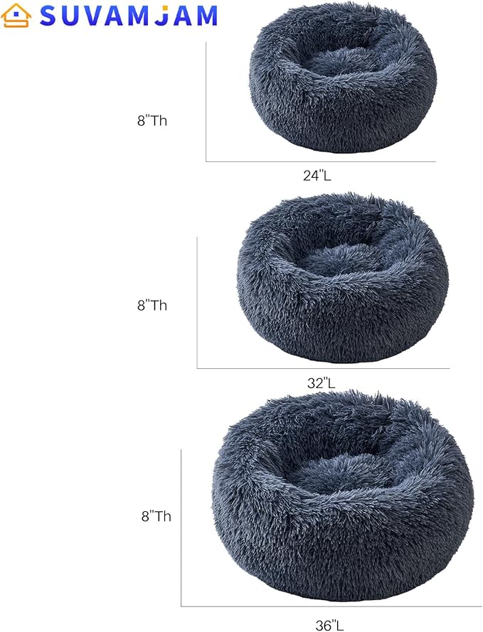 Comfort Donut Dog Bed for Small Dogs, Cat Bed & Pet Bed for Indoor Use, Medium Size with Soft Plush, Round Dog Beds for Large Dogs and Cats (Gray, 36''Lx36''Wx8''Th)