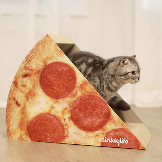 FluffyDream Cat Condo Scratcher Post Cardboard, Looking Well with Delicious Pizza Shape Cat Scratching House Bed Furniture Protector