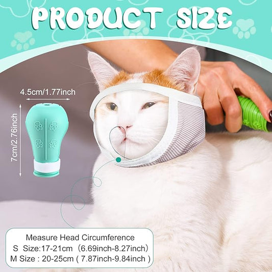 Hillban Cat Muzzle for Grooming with 4 Silicone Boots Breathable Transparent Face Guard Silicone Cat Claw Covers Anti Scratch Booties to Prevent Scratching Biting Bathing Trimming(Small)