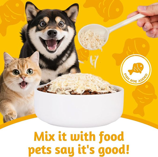 Just Try 8 OZ Fish Roe Freeze Dried Cat & Dog Food Toppers Mixers Grain Free Cat Treats for Indoor Cats Low Calorie Real Chicken Egg Yolk Omega 3 Supports Skin & Coat Health