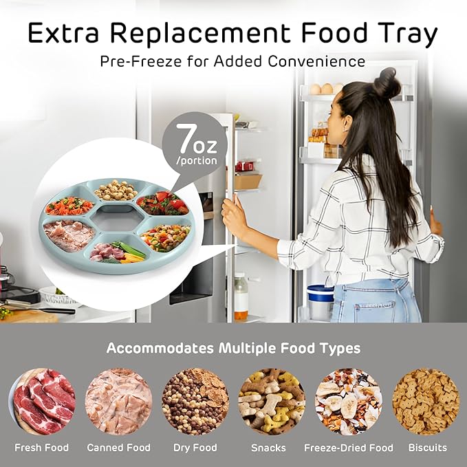 Brioche Automatic Wet Food Feeder for Pets - True 6-Meal Cordless Fresh Can Dispenser with Two Ice Packs, Perfect for Newborn Senior Sick Cats and Small Dogs