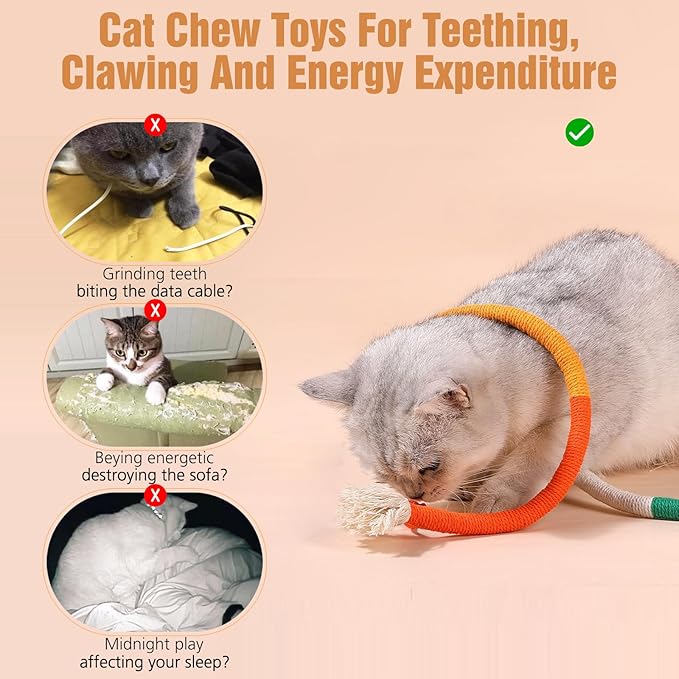 3 PCS Cat Chew Toy Catnip Toys for Cats 27.5in Interactive Cat Toy for Indoor Cats Kitten Teething Toys