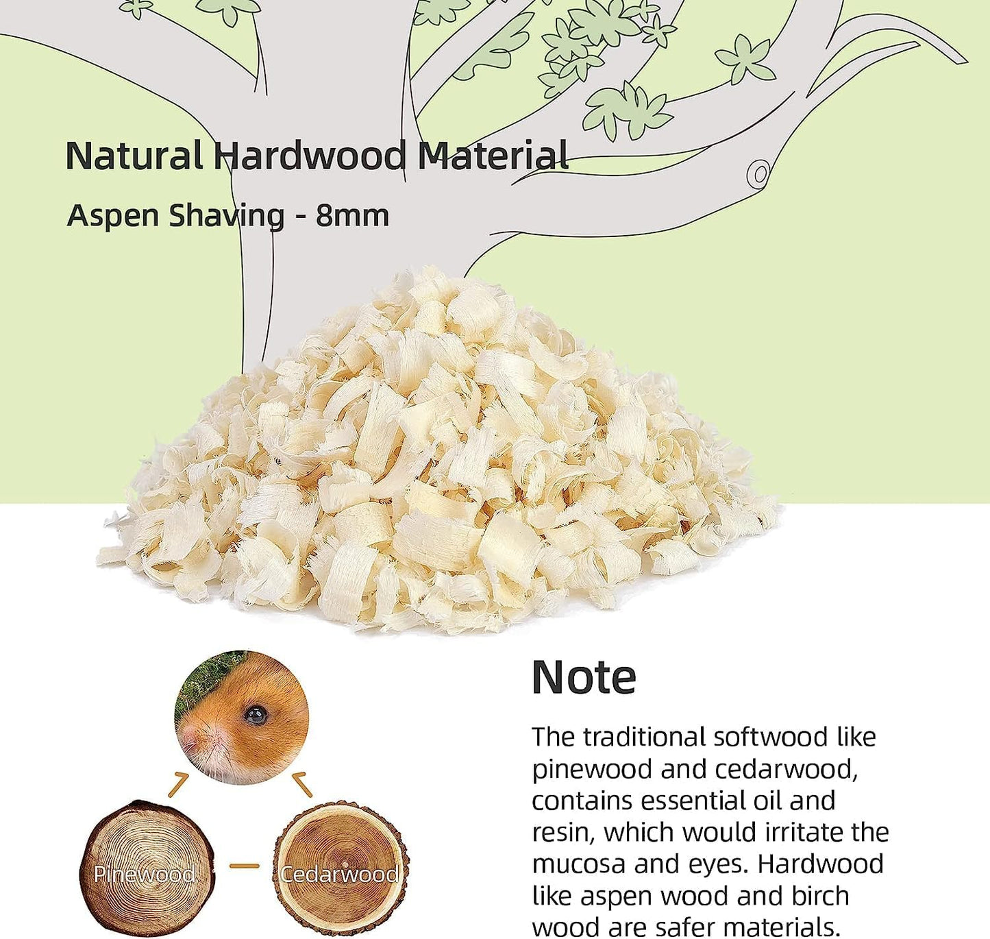 Niteangel Aspen Shaving Hamster Beddings for Syrian Dwarf Hamster Gerbil Mice Degu Rat Rabbit Bunny Guinea Pig Chinchilla Hedgehog or Other Small Pets (30L - 8mm)