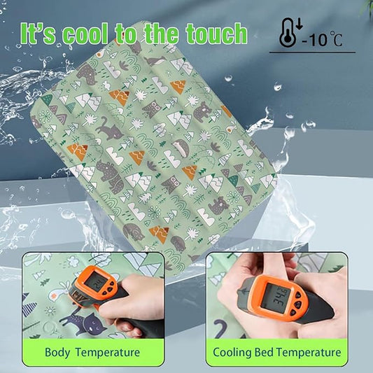 Dog Cooling Mat, Pet Self-Cooling Mat Pad Bed for Dogs Cats and Rabbits Easy Washable Summer Cool Down Comfortable Mat for Pet (Large Forest)