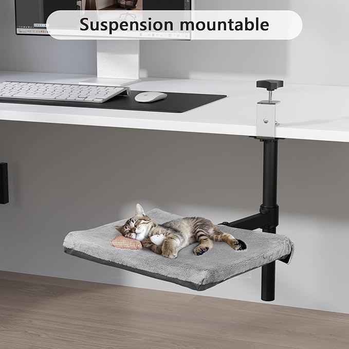 Cat Desk Bed - Perfect Cat Hammock for Your Desk Perch Adjustable Steel Frame Soft Fabric Removable Washable 16 inch Unique and Modern cat Furniture